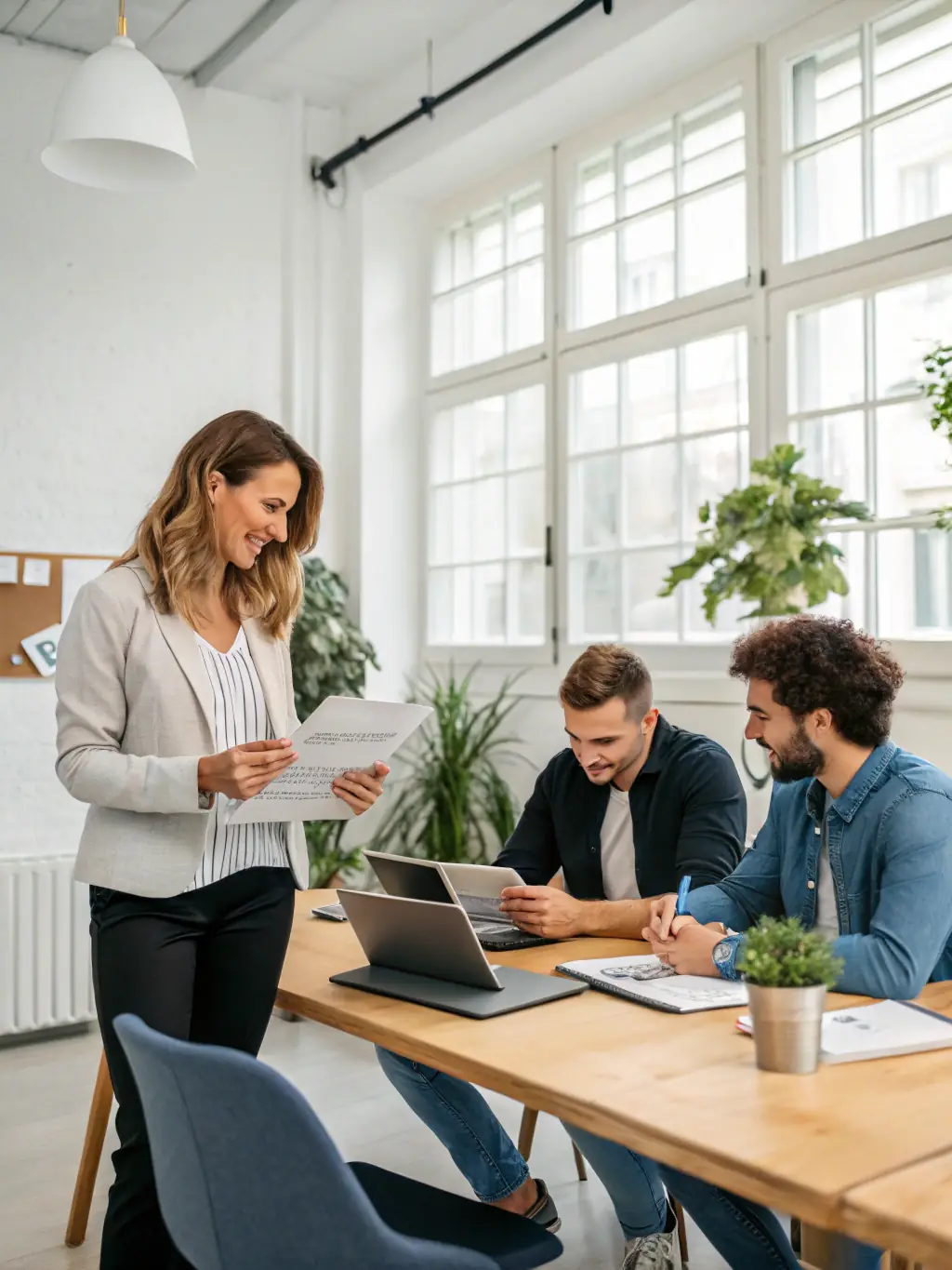 A diverse group of people working together in an office, representing the global workforce and immigration for employment.