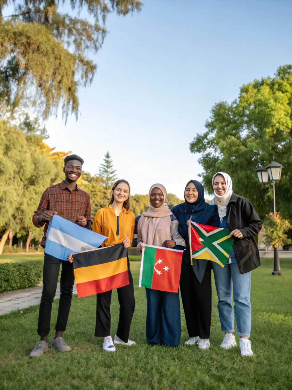 A diverse group of individuals celebrating their citizenship with a consultant, showcasing the joy of becoming citizens.